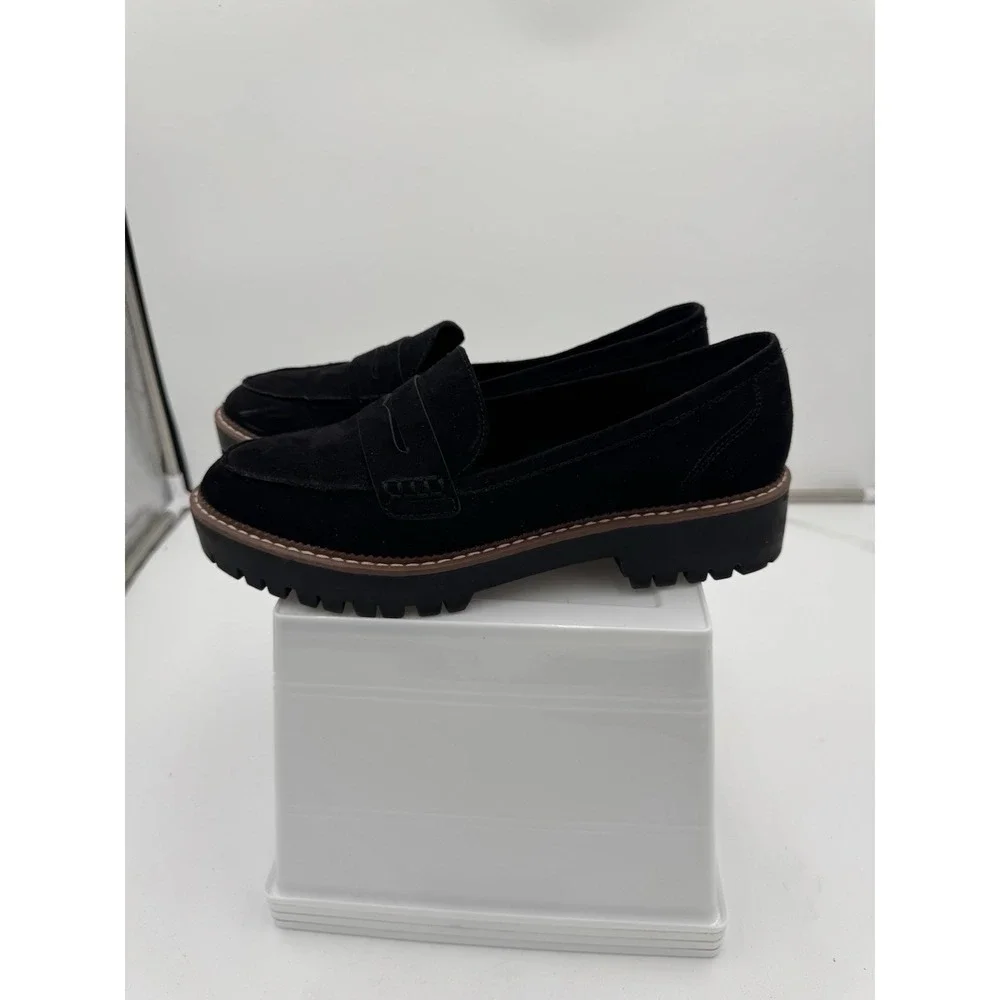 Jellypop Paris Women's Sz 11m Chunky Black Suede Platform Loafers Lug Sole - Picture 4 of 7